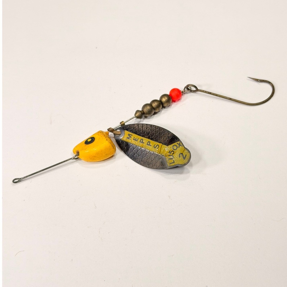 Mepps Lusox 2 Vintage Spinner Fishing Lure Yellow Lead Head Made in USA